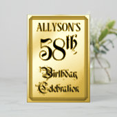 58th Birthday Party – スクリプエレガントト+名前をカスタムする 箔招待状 (立ち正面)