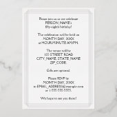 58th Birthday Party – スクリプエレガントト+名前をカスタムする 箔招待状 (裏面)