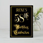 58th Birthday Party – スクリプファンシートと名前をカスタムする 箔招待状 (立ち正面)