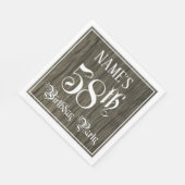 58th Birthday Party — ファンシー Script, フェイク Wood Look スタンダードランチョンナプキン (角)