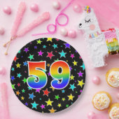 59イベント:はっきりした,おもしろい，虹カラフル59 ペーパープレート (パーティー)