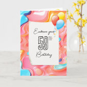 59サイケデリック誕生日の3D抽象芸術 カード (黄色い花)