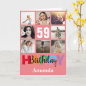 59ハッピーバースデーフォトコラージュモダンピンクカード カード (黄色い花)