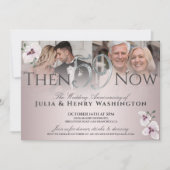 59回目の結婚記念日を祝う上品な胡蝶蘭のThen And Nowデザイン 招待状 (正面)