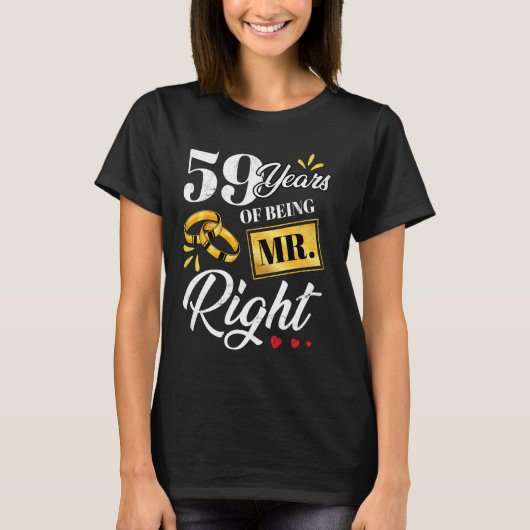 59年の右夫婦おもしろいの結婚A Tシャツ (正面)