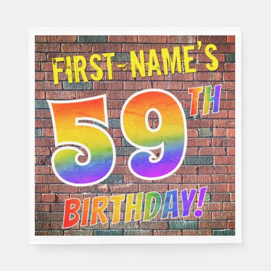 59歳の誕生日おめでとう!+カスタム名入り スタンダードランチョンナプキン (正面)