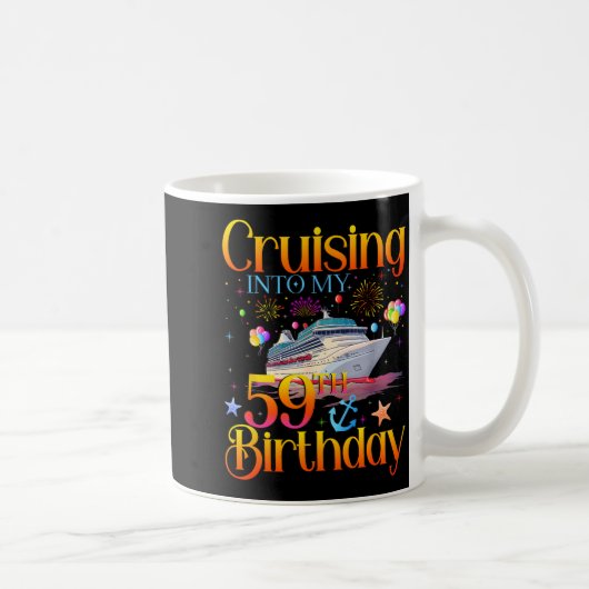 59歳の誕生日クルーズへ 59歳 コーヒーマグカップ (右)
