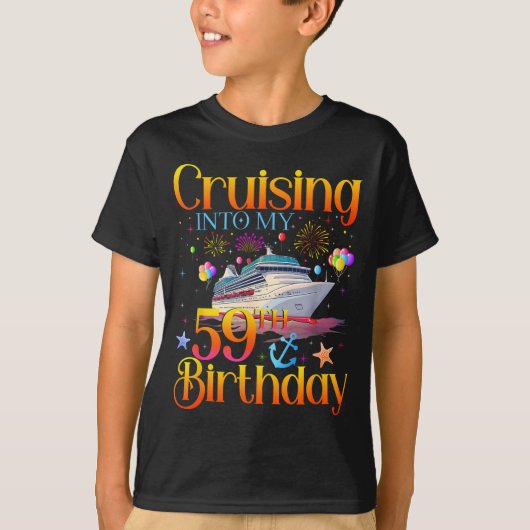 59歳の誕生日クルーズへ! 59歳 Tシャツ (正面)