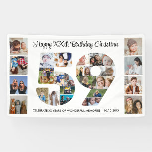 59歳の誕生日パーティーナンバー59フォトコラージュ 横断幕
