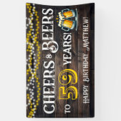 59歳の誕生日パーティーバナーを祝して乾杯とビール 横断幕 (縦)
