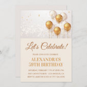 59歳の誕生日招待状 ゴールド風船 招待状 (正面/裏面)