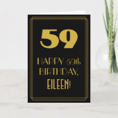 59歳の誕生日 ～アートデコ風のデザイン「59」＆名前 カード (正面)
