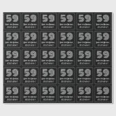 59歳の誕生日：アールデコ調のデザイン「59」+名前入り ラッピングペーパー (フラット)