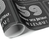 59歳の誕生日：アールデコ調のデザイン「59」+名前入り ラッピングペーパー (ロールコーナー)