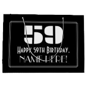 59歳の誕生日~アールデコ調デザインの"59"+名前 ラージペーパーバッグ (裏面)