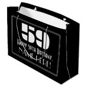 59歳の誕生日~アールデコ調デザインの"59"+名前 ラージペーパーバッグ (裏面アングル)