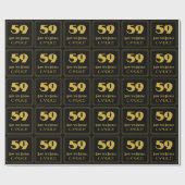59歳の誕生日 - アールデコ風のデザイン「59」と名前 ラッピングペーパー (フラット)