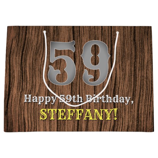 59歳の誕生日：カントリー・ウェスタン風のルック、ネーム ラージペーパーバッグ (正面)