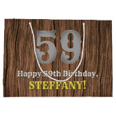 59歳の誕生日：カントリー・ウェスタン風のルック、ネーム ラージペーパーバッグ (裏面)