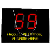 59歳の誕生日:赤い電卓風デザインの「59」+名前 ラージペーパーバッグ (裏面)