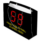 59歳の誕生日:赤い電卓風デザインの「59」+名前 ラージペーパーバッグ (裏面アングル)