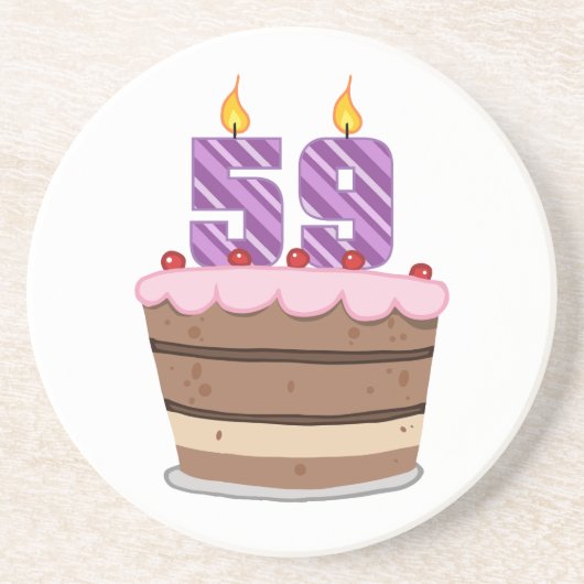 59歳オンお誕生日ケーキ コースター (正面)