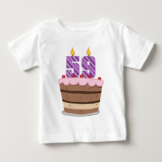 59歳オンお誕生日ケーキ ベビーTシャツ (正面)