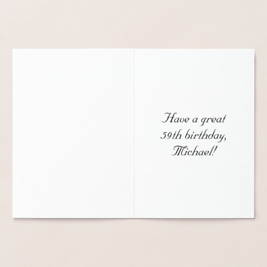 59番目の誕生日:、エレガントスクリプ華美ト、名前をカスタムする 箔カード (内部)