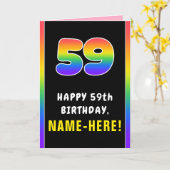 59誕生日カラフル:レインボー# 59,名前をカスタムする カード (黄色い花)