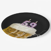 59誕生日ビールオンブラック紙プレート ペーパープレート (アングル)