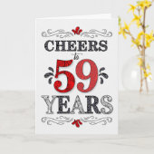 59誕生日応援の赤い白い黒のパターン カード (黄色い花)