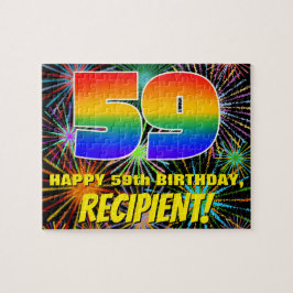 59誕生日:おもしろい、お祝カラフルい花火 ジグソーパズル