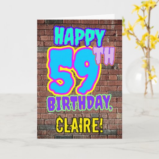 59誕生日-おもしろい、アーバングラフィティインスパイアルック カード (黄色い花)