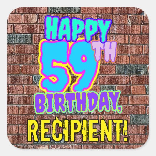 59誕生日-おもしろい、アーバングラフィティインスパイアルック スクエアシール (正面)