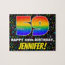 59誕生日:おもしろい、カラフル音楽シンボル、「59」