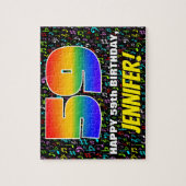 59誕生日:おもしろい、カラフル音楽シンボル、「59」 ジグソーパズル (縦)