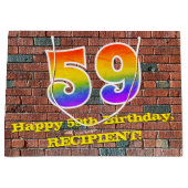 59誕生日:おもしろい、グラフィインスパイアティ・レインボー# 59 ラージペーパーバッグ (正面)