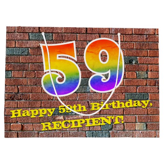 59誕生日:おもしろい、グラフィインスパイアティ・レインボー# 59 ラージペーパーバッグ (裏面)