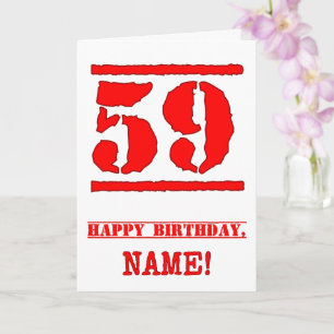 59誕生日:おもしろい、赤ゴムスタンプルックインスパイアス カード