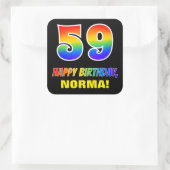 59誕生日:はっきりした,おもしろい,シンプル虹， 59 スクエアシール (バッグ)