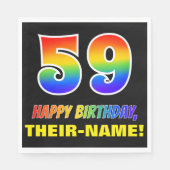 59誕生日:はっきりした,おもしろい,シンプル虹， 59 スタンダードランチョンナプキン (正面)