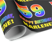 59誕生日:はっきりした,おもしろい,シンプル虹, 59 ラッピングペーパー (ロールコーナー)