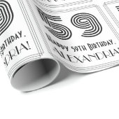 59誕生日:アールデコインスパイアスタイル「59」 +名前 ラッピングペーパー (ロールコーナー)
