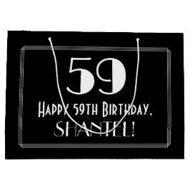 59誕生日:アールデコインスパイアスタイル「59」、名前 ラージペーパーバッグ