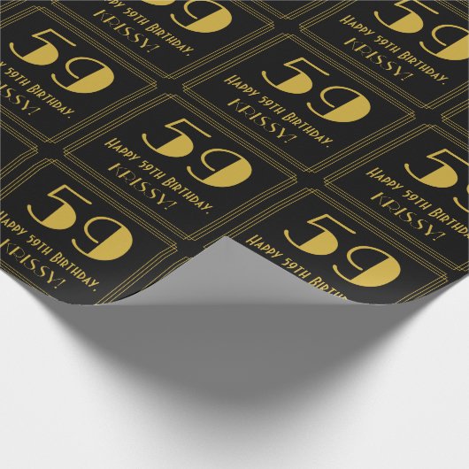 59誕生日~アールデコインスパイア見る"59",名前 ラッピングペーパー (角)