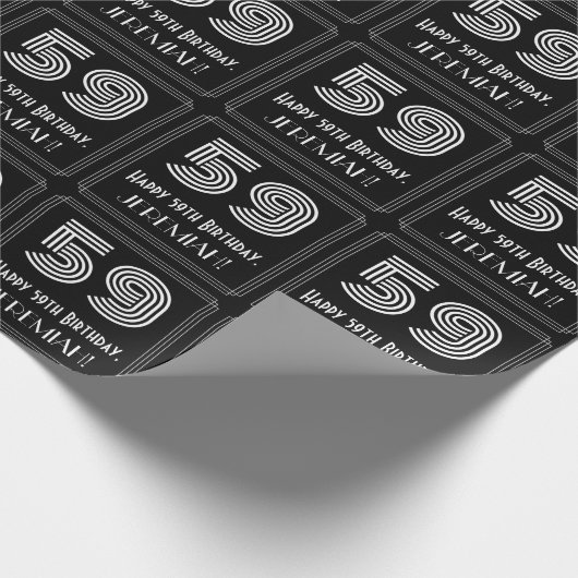 59誕生日:アールデコインスパイア「59」と名前 ラッピングペーパー (角)