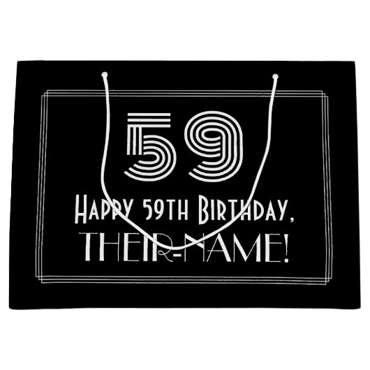 59誕生日:インスパイアアールデコの「59」と名称 ラージペーパーバッグ (正面)