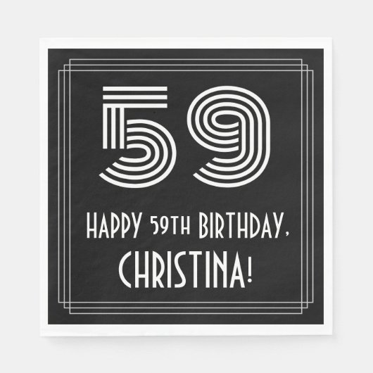 59誕生日:インスパイアアールデコ検索"59" +名前 スタンダードランチョンナプキン (正面)