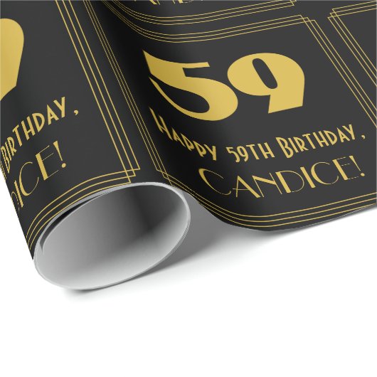 59誕生日-インスパイアアールデコ検索"59" & Name ラッピングペーパー (ロールコーナー)
