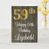 59誕生日:エレガントフェイク金ゴールドルック#,フェイク Wood カード (黄色い花)